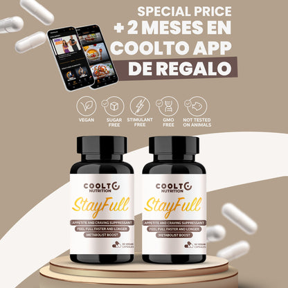 StayFull™ - Suplemento Vegano para Control del Apetito PACK X2 + 2 MESES GRATIS APP - Coolto.Store