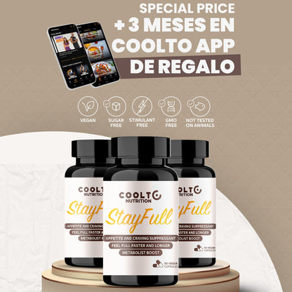 StayFull™  – Suplemento Vegano para Control del Apetito PACK 3 +3 MES GRATIS APP - Coolto.Store